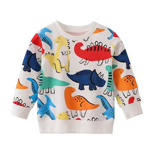 100% Cotton Rainbow Dinosaurs Kids Sweater (2-7 years)