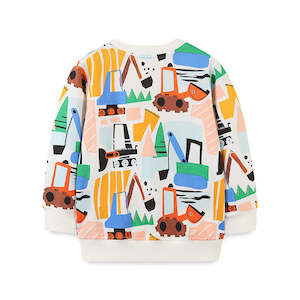 Kids Clothing Accessories: 100% Cotton Vibrant Construction Vehicles Kids Sweater (2-7 years)
