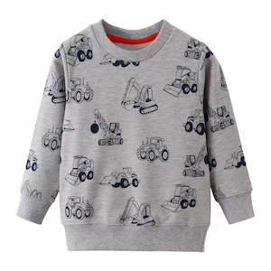 Kids Clothing Accessories: 100% Cotton Busy Road Work in Grey Kids Sweater (2-7 years)