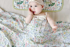 Double Layer Baby Muslin Swaddle Blanket - Spring Floral 120x120cm