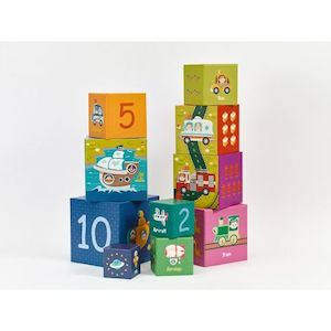 Classic World: Classic World Transportation Stacking Cubes - Stacking Toy & Puzzle (18 months+)
