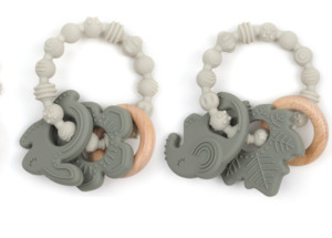 Clearance Outlet Sale: Baby Teether & Sensory Ring – Bunny & Elephant (Twin Pack)