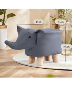 Elephant Kids Stool | Ottoman with Wooden Leg