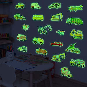 Glow in the Dark Construction Truck Wall Decals – Kids Room & Nursery Decor