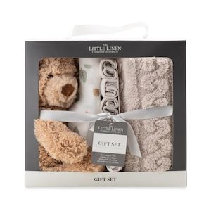 Gift Set: The Little Linen Co. Newborn Baby Gift Set - Willow Bear (Boxed)