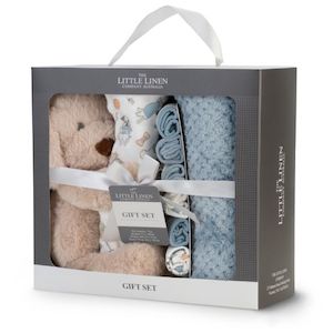 The Little Linen Co. Newborn Baby Gift Set - Barklife Dog (Boxed)
