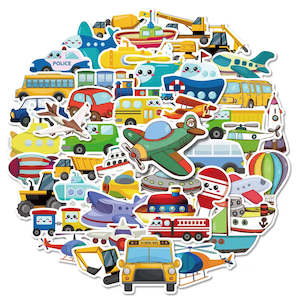 Busy Vehicles Decorative Stickers Set (50pcs)