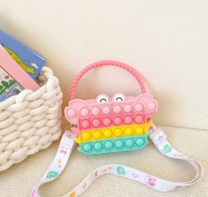 Kids Pop It Handbag Shoulder Bag with Adjustable Shoulder Strap - Strawberry | Crab