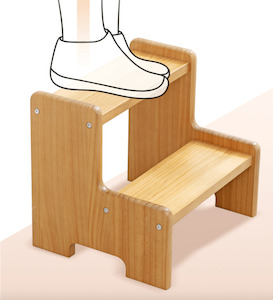 NZ Pine Kids Wooden Step Stool 36x34x40cm