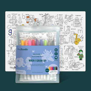 Heydoodle Reusable Silicone Colouring Playmat: HeyDoodle When I Grow Up Playmat (Large) - Reusable Colouring Set