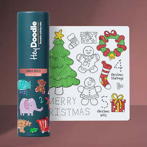 Heydoodle Reusable Silicone Colouring Playmat: HeyDoodle Jingle Bells Playmat (Mini) - Reusable Colouring Set
