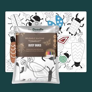 HeyDoodle Busy Bugs Sensory Mat (Large) - Reusable Colouring Set
