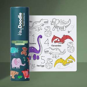 HeyDoodle Dino Roar Playmat (Mini) - Reusable Colouring Set