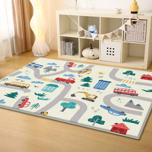 Large Construction Site & Vehicle Road Map Car Track Play Mat 100x150cm