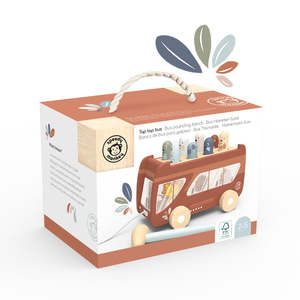 Wooden Toys: Speedy MonkeyWooden Bus Pounding Bench Pull Along Hammering Toy Set (2 years+)