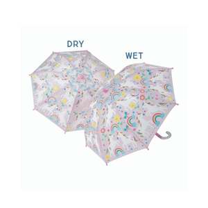 Kids Fashion Accessories: Floss & Rock Rainbow Unicorn - Transparent Colour Changing Umbrella (3 years+)