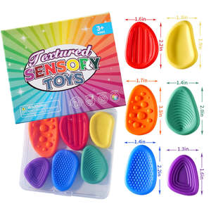 Stacking Sorting: 6pcs Textured Sensory Fidget Stones with Storage Case (3 years+)