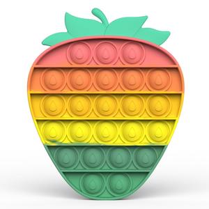 Silicone Push Pop It Bubble Fidget Toy - Rainbow Strawberry