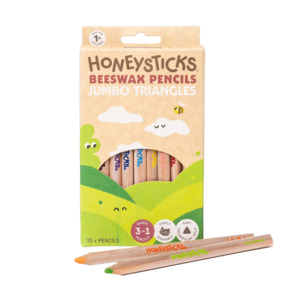 Honeysticks Magic 3-in-1 Beeswax Pencils Jumbo Triangles (10 Pack)