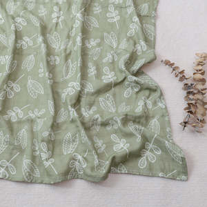 Earth Tone Baby Cotton Muslin Swaddle Blanket - Leaves | Checked | Green Polka |&hellip;