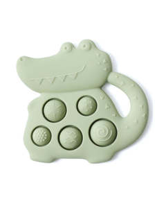 Gift Ideas For Dino Whiz Kids: Crocodile Push Pop Baby Silicone Sensory Teether - Green (3m+)