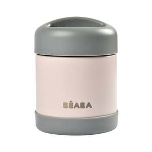 Feeding: Beaba Stainless Steel Food Container 300ml - Dark Mist / Light Pink
