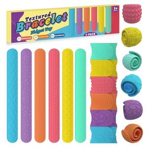 Textured Silicone Slap Bracelets Fidget Toy 6 Pack (3 years+)