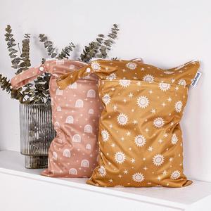 Storage Solutions: Rainbow & Sun Double Pocket Eco-Friendly Large Wet Bag (2 Pack)