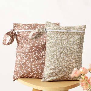 2pcs Pack Earth Tone Floral Eco-Friendly Wet Bag 26x36cm