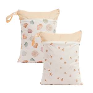 2pcs Pack Pastel Seashell & Starfish Eco-Friendly Large Wet Bag 30x40cm