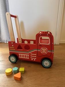 SAMPLE SALE* Wooden Fire Engine Baby Walker with Activity Toys & Toy Storage (18m+)