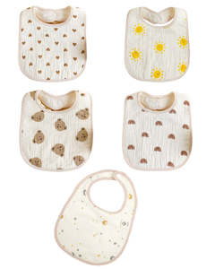 Big Deals: Cotton Muslin Bib with Snap Button - 5pcs Pack