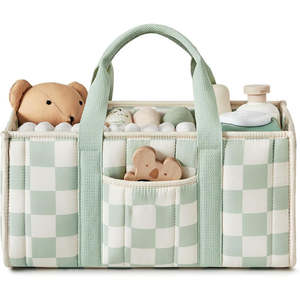 Grab and Go Nappy Organizer Caddy Bag - Checked (23x17x5cm)