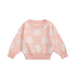 Kids Clothing Accessories: Girls' Floral Cotton Knit Sweater | Toddler & Kids Sizes 18m-6y