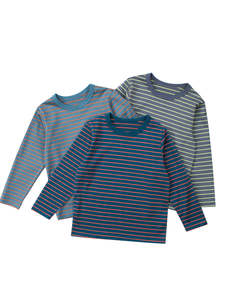 Kids Clothing Accessories: Hello Stripe 100% Cotton Kids Long Sleeve T-Shirt - 3pcs Pack (1-8 years)