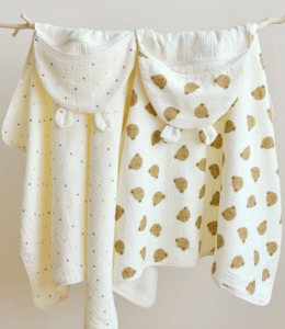 Nursery Collection Baby: 100% Muslin Cotton Hooded Towel for Babies & Kids (70x100cm)
