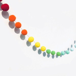 Rainbow Pom Pom Balls Hanging Garland