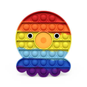 Silicone Push Pop It Bubble Fidget Toy - Rainbow Octopus