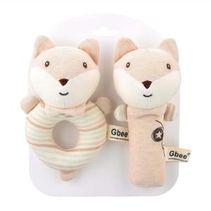 Kids Toys Gifts: Organic Cotton Baby Rattle Animal Plush Toy - Fox (2 pack)