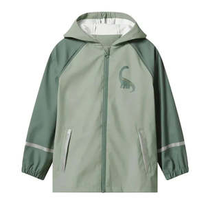 Kids Clothing Accessories: Dinosaur in Green All-Season Windproof & Waterproof Kids Rain Jacket (1-8 years)