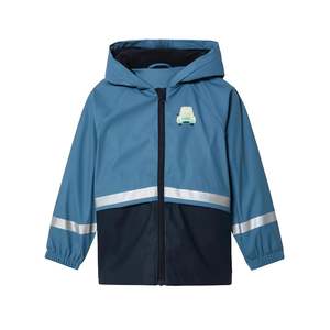 Two-Tone Fleece Lined Windproof & Waterproof Kids Rain Jacket - Car (1-8 years)