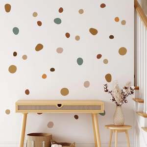 Irregular Polka Dots Boho Style Wall Decals - 42pcs (Ideal Earth Tone Nursery Room Decor)