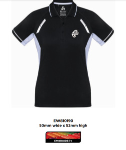 Air New Zealand Cargo – Womens Polo, Black/White/Silver