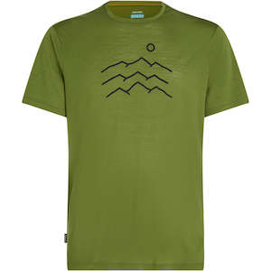 Icebreaker Mens 125 Cool Lite SS Tee Across The Peaks Sphagnum
