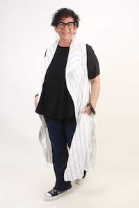 Linen: TCD Luna Vest - Cream Linen Stripe