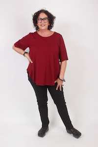 Bias Slip With Curve Tee: TCD Curve Tee - Merlot