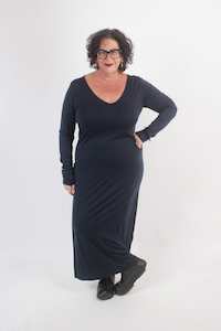 Belina Tube Dress Styles: TCD Long Thumbelina - Navy Blue Merino