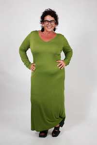 Belina Tube Dress Styles: TCD Long Thumbelina - Leaf Green Merino (LUCKY LAST - XS = 12-14)