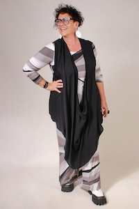 Tunics: TCD Cowl Drape Tunic - Black
