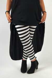TCD Leggings - Big Stripe B&W (LUCKY LAST - XS = 12-14)